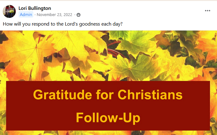 How will you respond to the Lord's goodness each day? FB Post