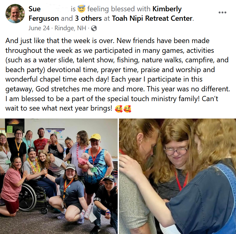 FB Post Sue New friends have been made at Get Away. Each year God stretches me more and more. I am blessed to be a part of the STM family, can't wait to see what next year brings.