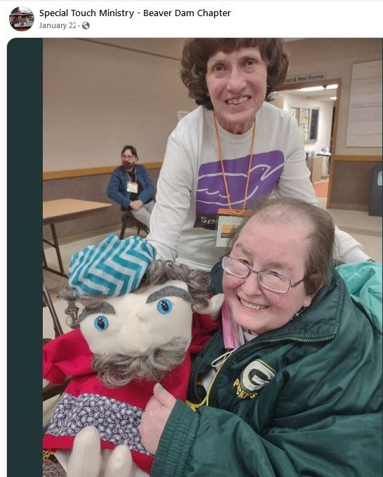 Woman with puppet at the STM Beaver Dam Chapter