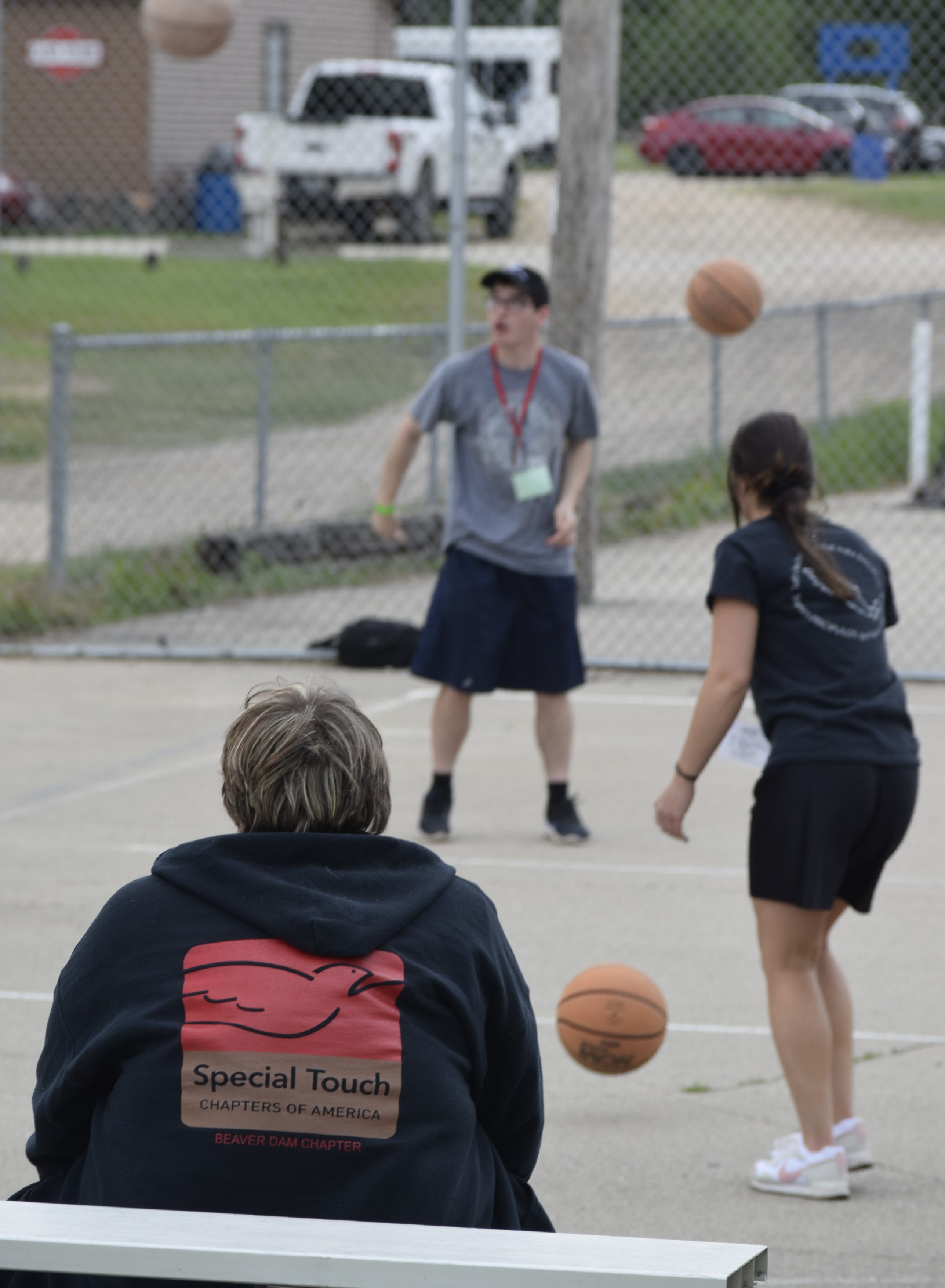 People playing basketball