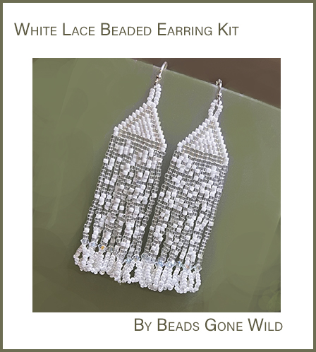 White lace looking fringe earring kit